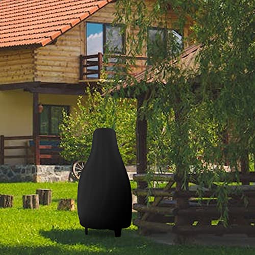 Chiminea Cover Outdoor Waterproof Chiminea Fire Pit Cover Heavy Duty Durable Chimineas Protection Cover with Drawstring (Black, 24D x 48H in) - color: Black, size: 24D x 48H in