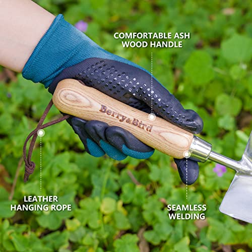 Berry&Bird Garden Serrated Planting Trowel, Multifunctional Shovel with ash Wood and Stainless Steel Digging Trowel Transplanter - color: Serrated Shovel, size: Small