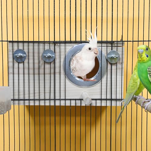 Parrot Nesting Box Cockatiel Nesting Box Bird Breeding Box House Handcrafted Wooden Acrylic Transparent Bird Box with Detachable Wooden Board for Parakeets Cockatiel Budgie Conure Parrot L - size: L(10.6"X5.9"X5.9")
