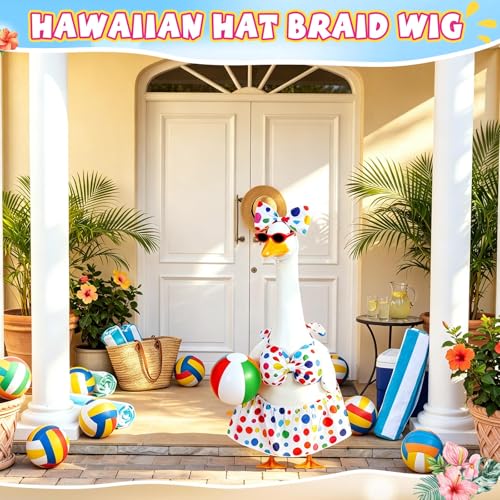 Bikini Porch Goose Outfits with Sunglasses and Swimming Tube for 23" Summer Goose Costume Garden Patio Statue Decor(Polka Dots) - style: Polka Dots