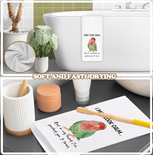 Parrot Kitchen Towel Decorative,I May Look Calm... Funny Parrots Gifts Dish Towels,Parrot Lover Gifts Hand Towels Drying Cloth for Kitchen Bathroom Decor,16x24 Inch - color: Funny-parrot