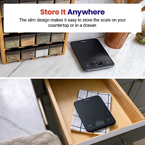 Etekcity Food Kitchen Scale, Digital Grams and Ounces, Medium | Tare function, ideal for baking, weight loss, keto, meal prep, packages, liquids and jewelry, Black - color: Midnight Black