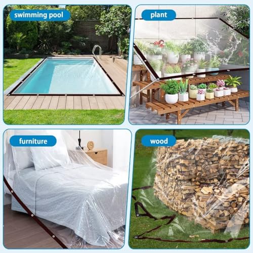 Clear Tarp Heavy Duty Waterproof,90% Transparent with Grommets | 4x6ft 10 mil clear vinyl tarp UV-resistant for greenhouse,patio,porch enclosure,chicken coop,garden and outdoor cover - size: tarp-4x6ft-1P