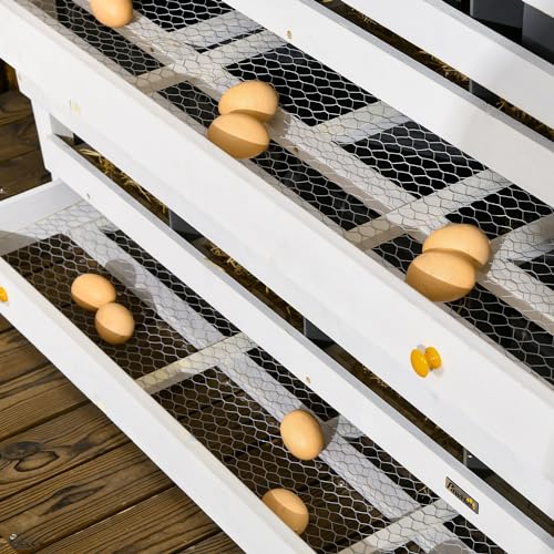 PawHut Chicken Nesting Box Wooden for 16-32 Chickens, 8 Compartments, Gray | Roll Out Lay Nesting Boxes, 2 Egg Collection Trays, 4 Perches, for Chicken Coop, Chicken Run