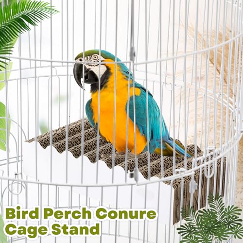 CroBlissful 2-Piece Bird Platforms - Macaw, Small Parakeet, Conure, Budgie - Brown Cardboard Bird Perch - Paw Grinding Stand - Parrot Playground - size: Large
