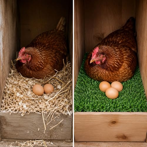 8-Pack Washable Chicken Nesting Pads for Chicken Coop Box, 12" x 12" Artificial Grass Nesting Pads for Chicken