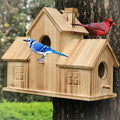 Bird Houses for Outside 3 Hole Bird House Room for 3 Bird Families Outdoor Bluebird Finch Cardinals Wooden Hanging Birdhouse for Garden