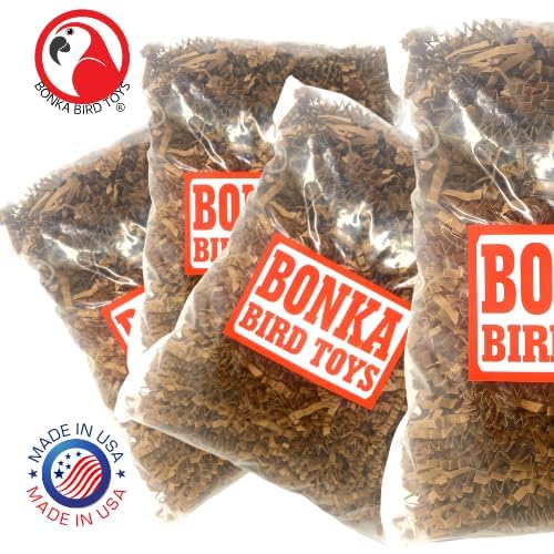 Bonka Bird Toys 1574 Pk3 Natural Crinkle Paper Shred Nest DIY Craft Part Parrot Cage, African Grey, Conure, Parakeet, and Similar Breed Sizes