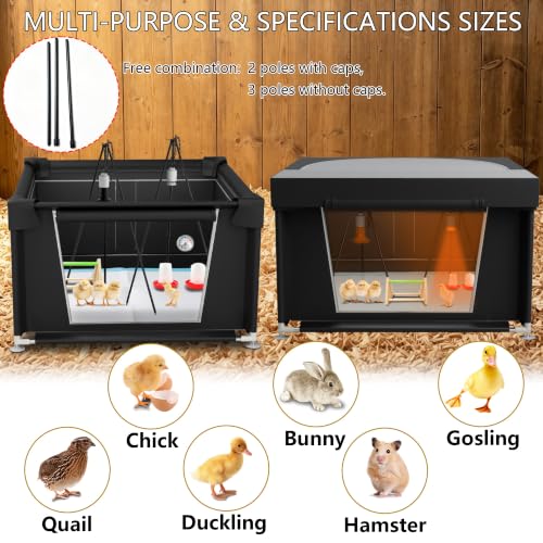 Large 42" x 42" x 36.6" Chicken Brooder Box Starter Kit, Brooder Pen for Chicks Ducks Quail, Temperature-Adjustable Bulb Set, Thermometer, Chicken Feeder & Waterer Set with Pee Pads,Chick Perch