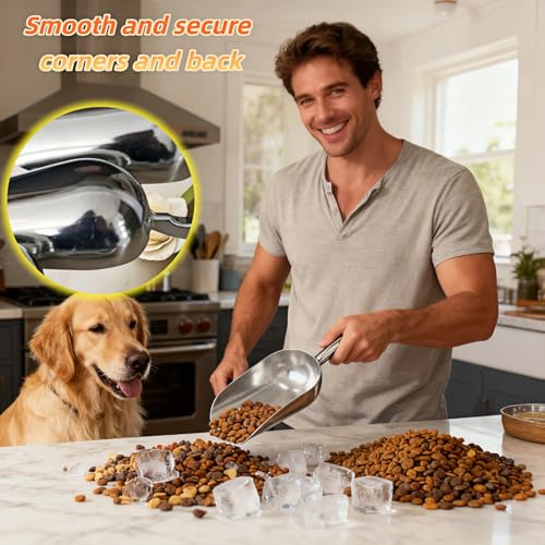 Ice Scoop, Heavy Duty Cast Aluminum, Ergonomic S-Curve Handle, Commercial Grade for Ice, Coffee, Popcorn, Flour, Sugar, Food-Grade & Rust-Proof Kitchen Tool (L (24oz)) - size: L (24oz)