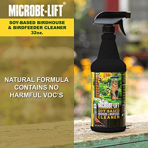 Microbe-Lift Soy-Based Bird Feeder & Bird Bath Cleaner Spray – 32 Oz – Safe Cleaning Solution for Birdhouses, Feeders, & Baths – Deodorizer & Non-Toxic Spray for Birds