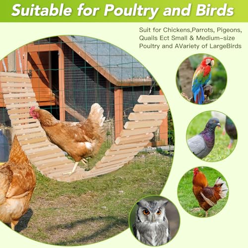 Jorewood Chicken Coop Toy Natural Wooden Chicken Swing & Bridge Toys Multi-Functional Poultry Perch with Wooden Beads (Safe for Chickens/Ducks) - color: Yellow