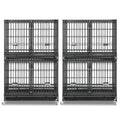 Homey Pet Taller 43" Two Tiers Dog Crate Cage Kennel with Divider, 2 Pack | Commercial Modular Dog Kennel with Dual Front Doors, Divider, Auto Locks, Removable Tray, Bowls for Small and Medium Dogs - size: 43"L - 2 Tiers - 2 Pack