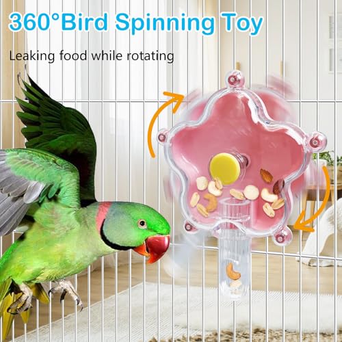 BNOSDM Bird Foraging Toys Cockatiel Foraging Wheel Parrot Cage Spinning Toys Parakeet Enrichment Puzzle Feeder Toy for Budgies Lovebirds Canaries (Pink) - color: Pink