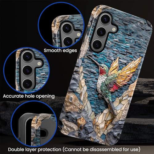 Compatible with Samsung Galaxy S24 Plus Case,Glossy Case All-Round Protection Shockproof Anti-Scratches TPU Cover,Cases for Man Woman-Hummingbird Stained Glass - color: Hummingbird Stained Glass, size: Galaxy S24 Plus