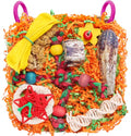 Bird Toys for Small & Medium Parrots - Natural Foraging & Shredding Cage Hanging Toys with Seagrass Mat, Starfruit, Loofah Slices for Budgies, Cockatiels, Lovebirds, Conures (1 PCS) - size: 1 PCS