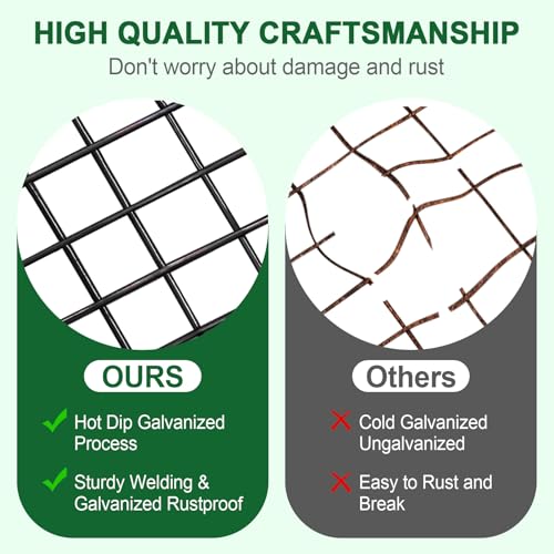 HOPERAN Black Hardware Cloth 1/2 Inch 36 x 50 Ft 19 Gauge Chicken Wire | Vinyl Coated, PVC Coated Welded Mesh Roll, for Garden Fencing Gopher Wire Rabbit Cage Poultry Netting - size: 1/2inch 36in×50ft