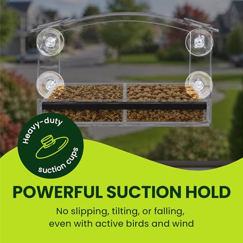 Acrylic Clear Window Bird Feeder with Strong Suction Cups, Removable Sliding Seed Tray, Weather-Resistant & Easy to Clean for Window Viewing, Earth-Friendly Dome - size: Style: Eco-Friendly Dome