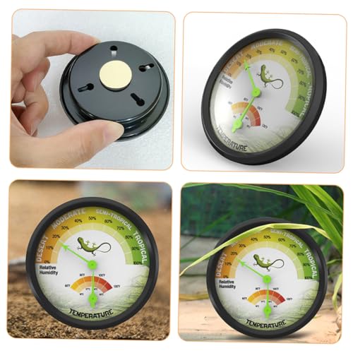 High Precision Reptile Thermometer Hygrometer with Back Sticker Reusable Mechanical Temperature and Humidity Gauge for Terrarium Vivarium Brooder Easy to Install and Design