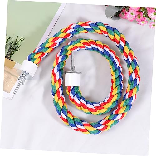 Hemobllo Bird Rope Perch, Colorful Parrot Cotton Rope Bird Perch Stand Climbing Toys Pet Parrot Chewing Toy for Parrots Cockatiels Parakeets Budgie Cages - size: 80cn