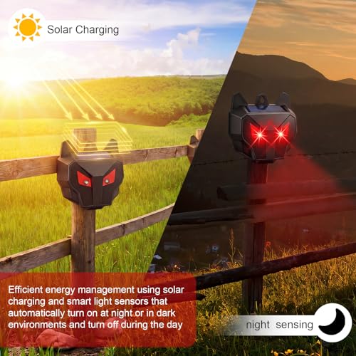 8 Pcs Solar Predator Light Nocturnal Animal Repeller Outdoor Coyote Deterrent Devices Light Sensor Animal Repellent for Chicken Coop Skunk Deer Fox Raccoon Cat Garden Yard Farm