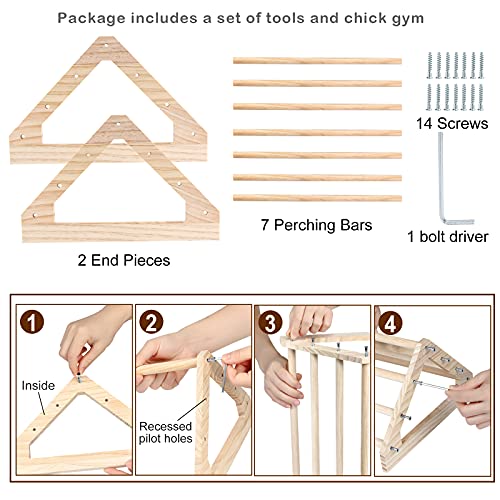 Wooden Chick Perch Stand, Pine Chicks Roosting Bar, Jungle Gym Perch Toys for Chicken Coop & Brooder, Bird Perch for Baby Chicks & Parrots (Large) - color: Large