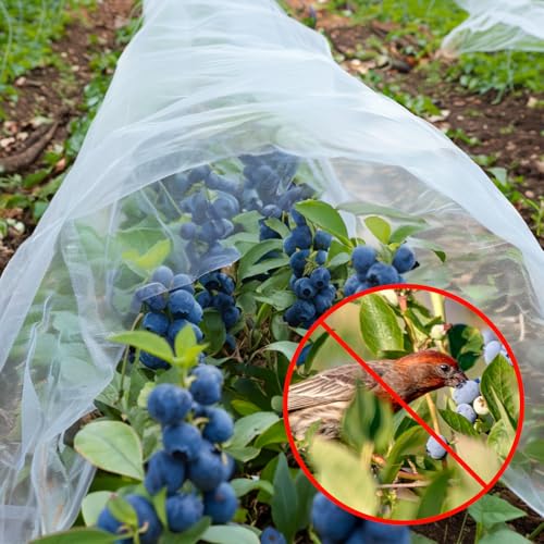 GonLei 10x 50FT Garden Mesh Netting Kit Raised Beds (6 Pcs Garden Hoops & 18 Clips) Garden Hoops Plant Netting Protection Row Covers Berry Bush Truit Trees Vegetables Grass Seed Barrier Net