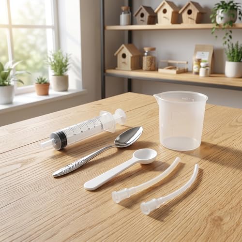 6PCS Soft Silicone Parrot Feeding Kit – Food Grade Baby Bird Feeder for Milk & Liquid Food, Hand-Feeding Tool with Large Feeding Tip + Spoon Feeder + 100ml Cup for Small Birds & Sick Birds