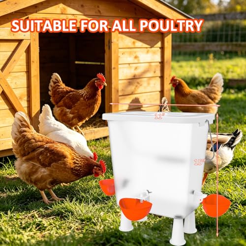 Automatic Chicken Waterer with Float Valve - 3 Gallon Poultry Water Dispenser for Chicken Coop, Self-Fill Watering Feeder for Hens, Ducks, Quails