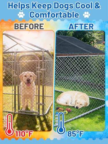 MEWTOGO 95% High Density Dog Kennel Shade Cover - 10x20ft Mesh Shade Cloth | Anti-Tear, Easy Setup, Provides Perfect Shade, for Garden Outdoor Patio Greenhouse Balcony Chicken Coop Pet Crate - size: 10x20ft