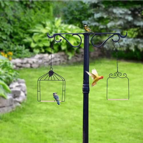 Metal Frame Hummingbird Swings and Perches with Wooden Dowel Black Bird Swing Outdoor Bird Perch Humming Bird Swing (2PK Different) - style: 2PK different
