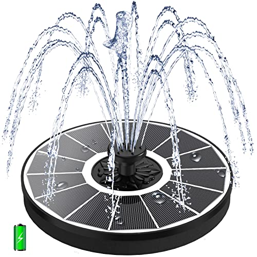 Yzert Solar Fountain with 2000 mAh Battery Backup Works in Cloudy, Glass Solar Powered Bird Bath Fountains with 7 Nozzles, 3.5 W Solar Fountain Pump for Birdbath,Garden, Outdoor, Pond - color: White