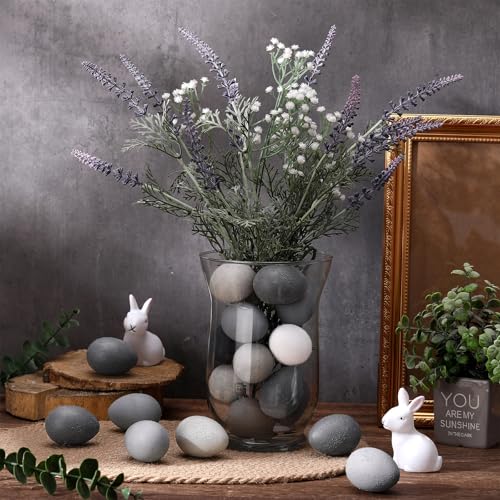 Gejoy 24 Pcs Easter Speckled Eggs Textured Plastic Eggs Neutral Easter Decor Pastel Fake Chicken Eggs Easter Bowl Basket Vase Fillers Rustic Spring Easter Decor for Home Table Egg Hunts (Earthy Tones) - style: Earthy Tones