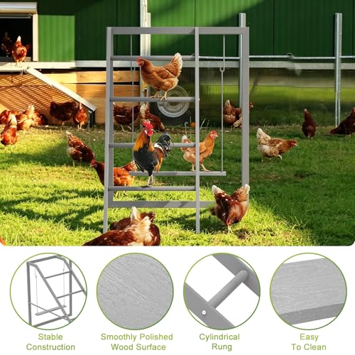 Chicken Perch Swing for Coop,Roosting Bars with Ladder for Chicken Run Accessories Toys for 6-8 Bantam Flock, Backyard Farm Chickens Coops Poultry-Easy to Assemble and Clean - size: 42.5"L x 24.6"W x 31.2"H