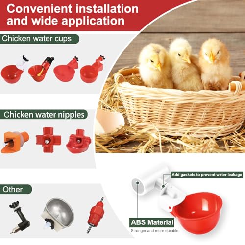 ABS Chicken Waterer Tee Fittings for Threaded Water Cups & Nipples | 20-Pack Thickened One-Piece Build, 1/2" Slip x 1/8" FPT, Outperforms PVC, Leak-Proof Install