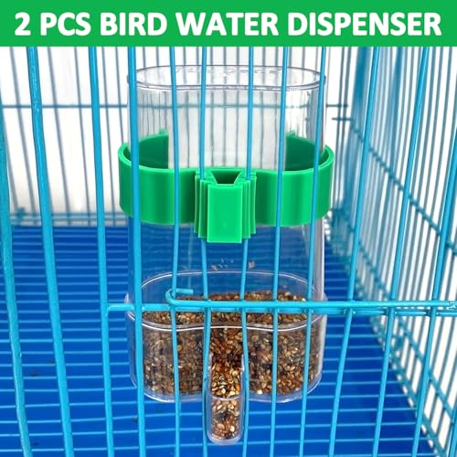 2 Pcs Automatic Bird Water Dispenser, Bird Water Feeder, Bottles Parrot Drinker Seed Food Container, Parakeet Cage Accessories for Parakeet Budgies Cockatiel Lovebird Small Birds Canary Finch