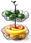 2-Tier Fruit Basket with Bird Nest Design - Charming Bird Handle, Multi-Functional Fruit and Vegetable Organizer for Kitchen Counter and Tabletop, Perfect Blend of Style and Practicality