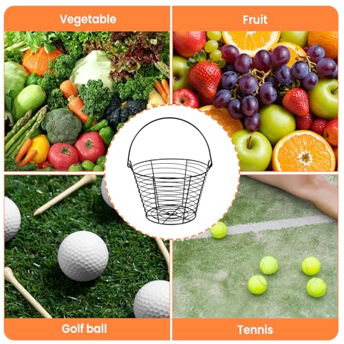 Kifmurase 3 Pcs 8” Egg Collecting Basket, Wire Baskets Metal Storage Basket | for Gathering Fresh Eggs, with Handle, for Carring and Transporting, Chicken and Duck Eggs, Fruit Bin