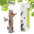 1PK Metal Wild Bird Feeder,Squirrel Proof Bird Feeders for Outside,Hanging 6 Port Tube Bird Feeder Transparent Finch Bird Feeder for Attracting Birds in Your Lawn, Garden, Balcony-Gray - color: Gray