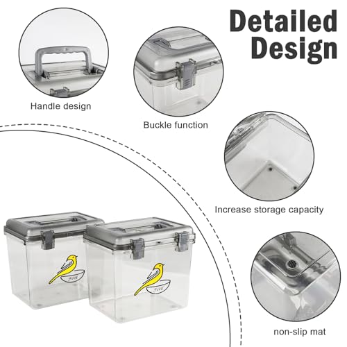 Bird Seed Storage Container 2 Pack Clear Bird Seed Container10Ib Indestructible Bird Seed Container Bird Seed Holder with Handle|for Wild Bird Seed Hermetically Or Mealworms Storage Outdoor Feeding