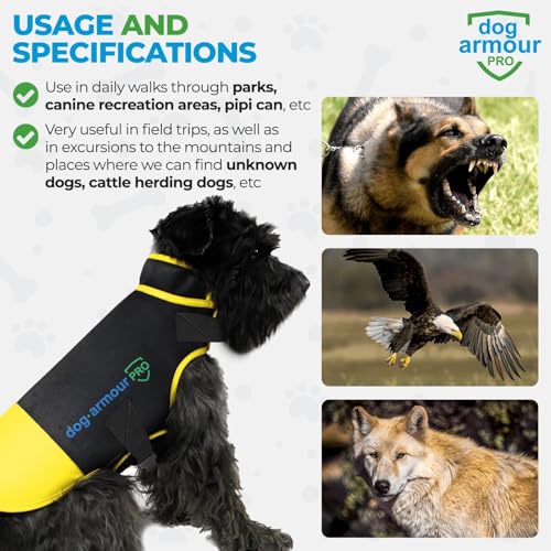 Dog Protection Vest Against Attacks – Anti Bite & Anti Penetration Dog Vest for Coyotes, Aggressive Dogs & Birds of Prey – Adjustable, Waterproof & Reflective (Small, Yellow) - color: Yellow, size: Small