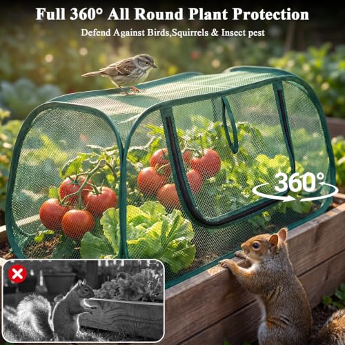 2 Pack Garden Covers for Raised Beds, Pop Up Mesh Plant Covers for Outdoors | 30% Sunblock Plant Shade Tent & Crop Cage, Protection for Seedlings Vegetable Against Birds Animals