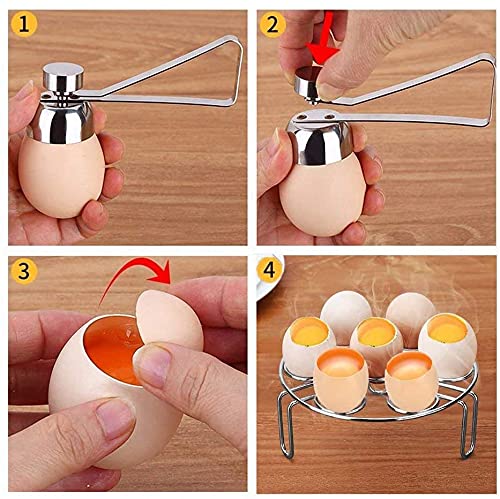 COLIBROX 1Pack Egg Cracker Topper, Ashero Stainless Steel Egg Opener Eggshell Cutter Kitchen Remover Tool for Raw/Soft Hard Boiled Egg
