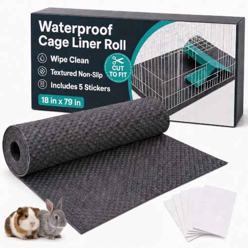 LUFTPETS Waterproof Guinea Pig Cage Liner Roll, 18x79 Cut to Fit Any Cage | Leakproof EVA Base Under Fleece, Litter Boxes or Reptile Tanks. Non-Slip, Reusable, Wipe Clean