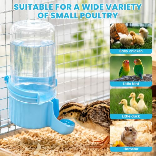 Quail Chick Waterer, Large Capacity Quail Water Feeder for Chick, Duckling, Parrot, Hamster, Hanging or Free-Standing