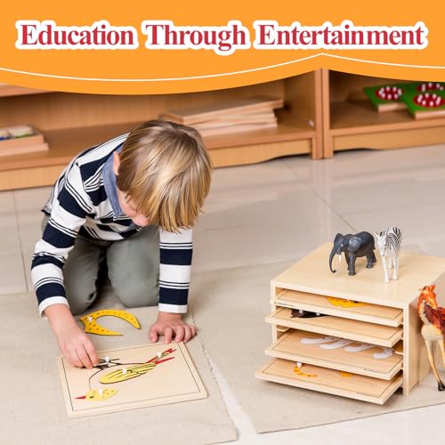 MONTESSORI OUTLET Animal Puzzle Cabinet for 3-6 Years Montessori Education at School and Home - color: Animal Cabinet