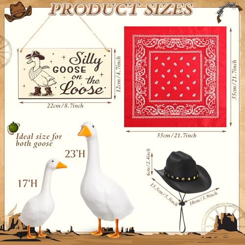 Cowboy Porch Goose Outfit Decoration Set,Red,Black - color: Black, Red
