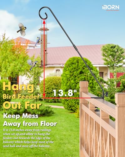 iBorn Deck Hook for Bird Feeder, Hummingbird Feeder Hanger for Deck Railing, Heavy Duty Deck Hanger for Outdoors Hanging, 360° Rotatable Arm, Solid Wire, 28 Inch, Pack of 1 - style: 28" C Clamp for Deck,1 Pack