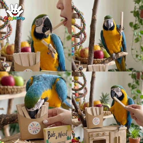 Bird Chew Toys, Balsa Wood Fry Toy for Parakeets and Cockatiels | Encourages natural shredding and foraging instincts while helping keep curious beaks engaged and reducing cage boredom.