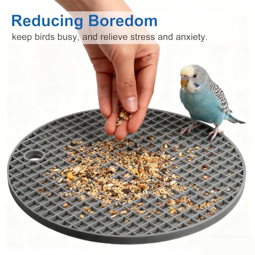 2 PCS Bird Foraging Toys, Soft Bird Slow Feeder Mats, Silicone Bird Foraging Mat, Interactive Foraging Birds Toys for Parakeet, Cockatiel, African Grey, Conure, Budgies